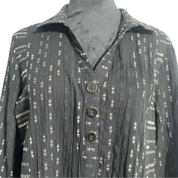 Habitat Size Small  Top Blouse Button Down Boho Art to Wear Lagenlook - Picture 2 of 8